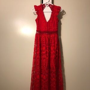 Red Lace Long Dress
